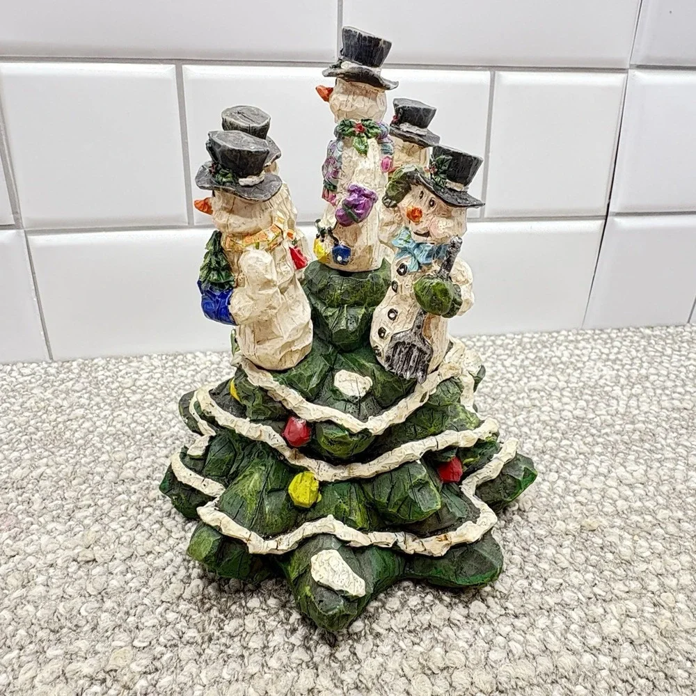 Snowman Cheese Butter Jam Spreaders In Festive Christmas Tree Holder Resin‎
